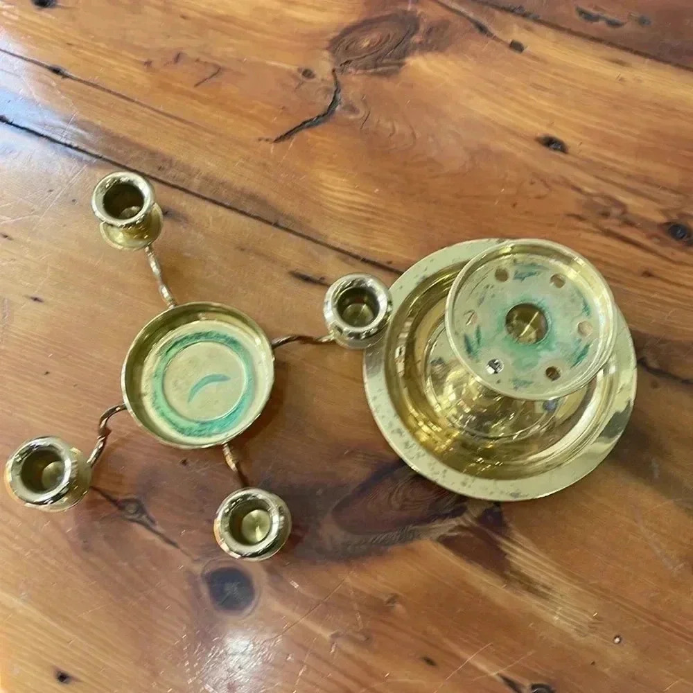 Partylite Two Pieces Winchester Candle Holder Solid Gold Brass Lacquer Finish - Picture 2 of 7